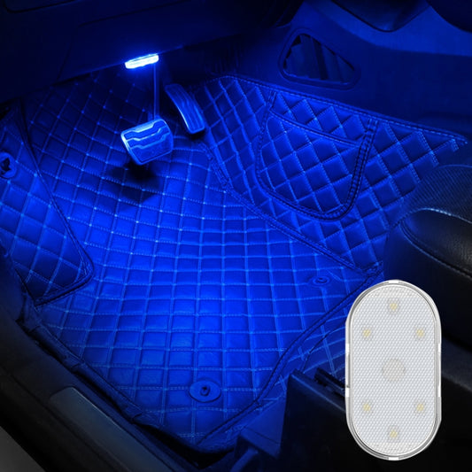 Car LED reading light, oval shape, blue glow on the LED panel