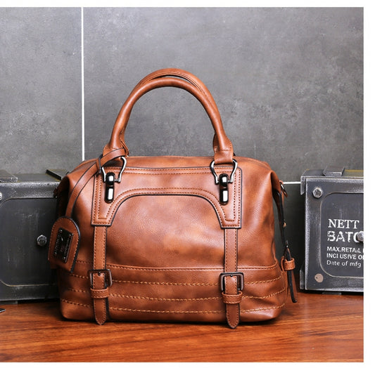 Ladies Casual Handbag Soft-faced Solid Color One-shoulder Diagonal Large Bag, Black, Pink, Brown, Grey
