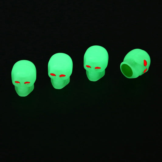 1 Sets Car Tire Luminous Valve Cap Motorcycle Skull Valve Core Cap, 1 Set Red, 1 Set Blue, 1 Set Green, 1 Set Yellow