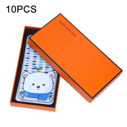 10-piece phone case and tempered film box set, orange box with bear-themed protective insert