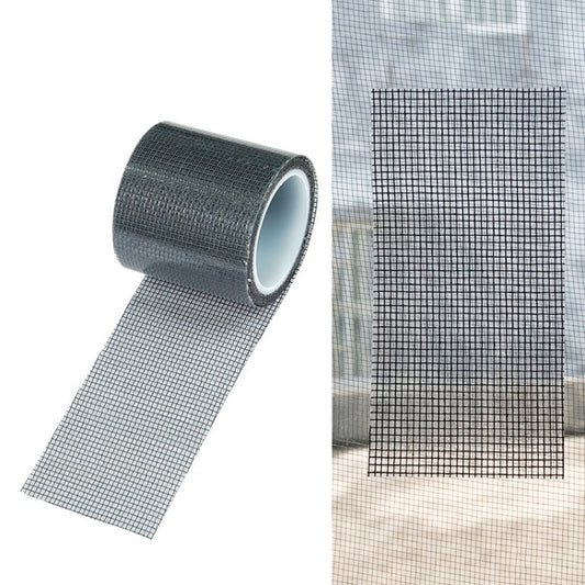 Gray door mosquito screen repair mesh roll with adhesive backing and mesh sheet panel