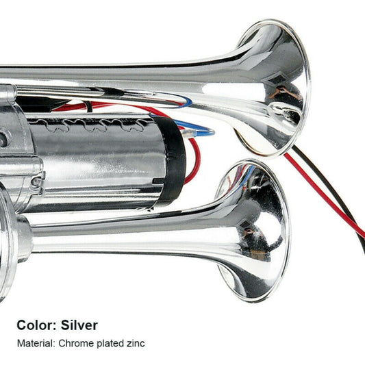 ST-1018S 600DB 12V Double-tube Metal Conjoined Electric Pump Car Horn with Relay, ST-1018S 12V