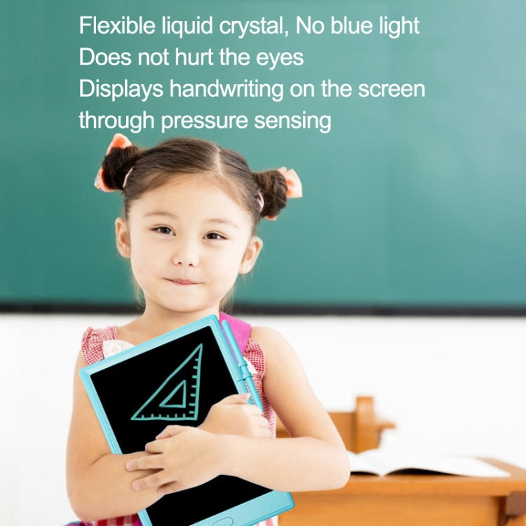 Child holding a light blue 10-inch LCD writing board with stylus and chalk-style drawing