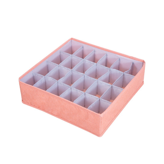 Coral red foldable fabric storage box with multi-compartment inserts and open top
