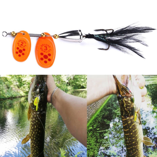 HENGJIA SP304 6.5cm 13g Feather Hook Rotating Sequin Road Lure Bait, SP304 Orange Red, SP304 Black, SP304 Yellow