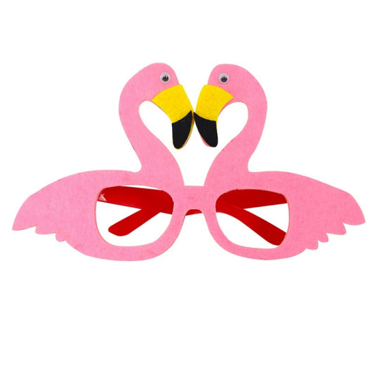 Happy Birthday flamingo photo prop glasses, pink wings with yellow beak accents and red lenses