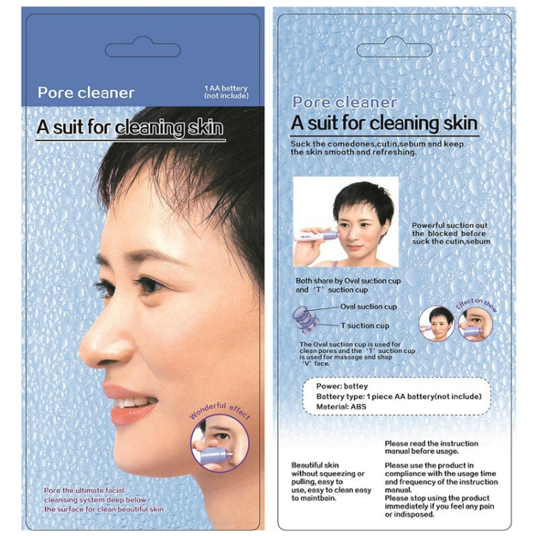 Retail package for pore cleaner device, featuring model photos and usage icons