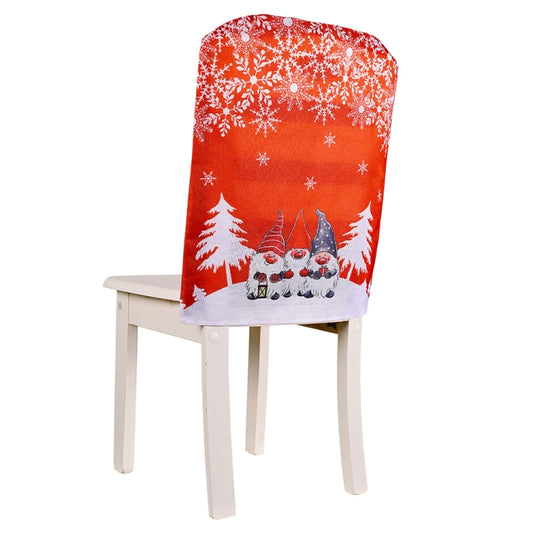 Christmas Cartoon Forest Snowflake Chairs Cover Decorative Supplies, Cartoon Forest Red, Cartoon Forest Gray