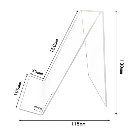 Transparent acrylic stand with dimensions 115 x 130 x 100 mm