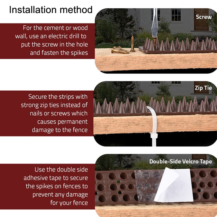 Plastic anti-climb fence spike strip with installation method illustrations