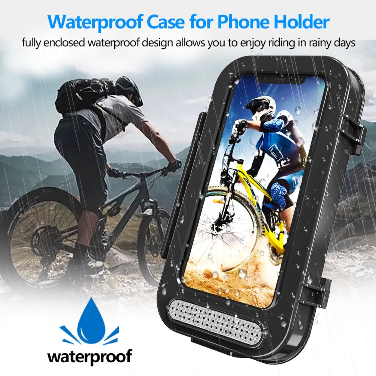 Black waterproof transparent flip phone holder with secure bike mounting clip