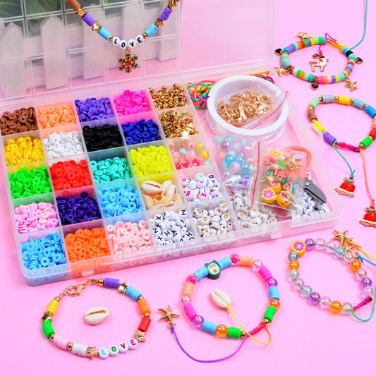 25 Grid 6mm Soft Ceramic Bead Flakes DIY Bracelet Necklace Making Materials, 25 Grid