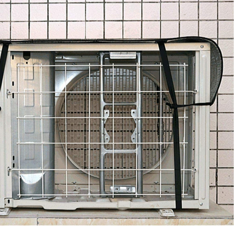 Air conditioner cover with adjustable fastening straps and grommets on the base