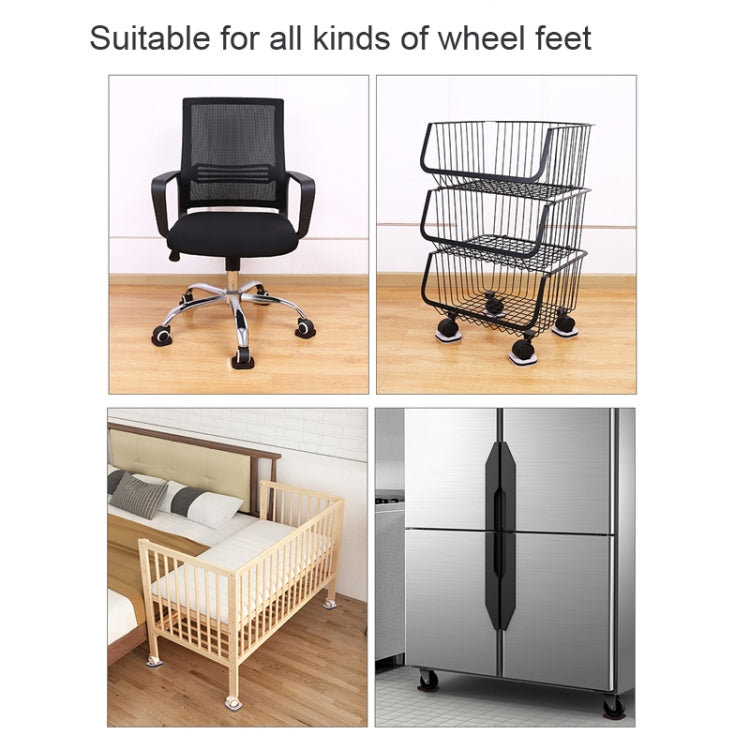 Wheel support pads shown on chair, cart, crib, and cabinet caster feet