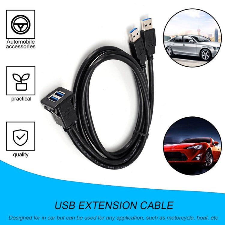 RF-56 Dual-port USB3.0 Waterproof Cable Car Dashboard Audio Extension Line, Cable Length: 1m, Dashboard Audio Extension Line