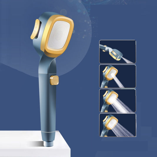Pressurized Shower Head Four-speed Handheld Shower Set,Style:, Pink Blue, Navy Blue, Electroplating Silver, Electroplating White, Electroplated Silver Filter Type, Electroplating White Filter, Black Filter Type, Silver Black Filter Type, Pink Blue Fil...