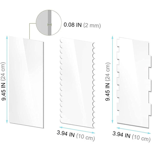 6 In 1 Clear Acrylic Cake Scraper Smoothing Tool Set, 6 In 1