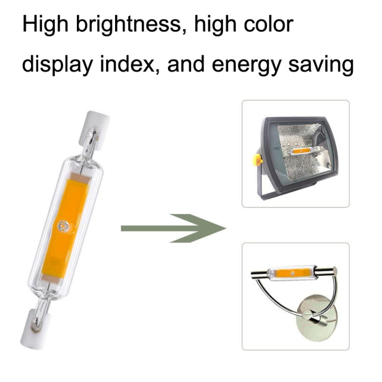R7S LED glass lamp with high-brightness COB tube and double-end pins near reflector
