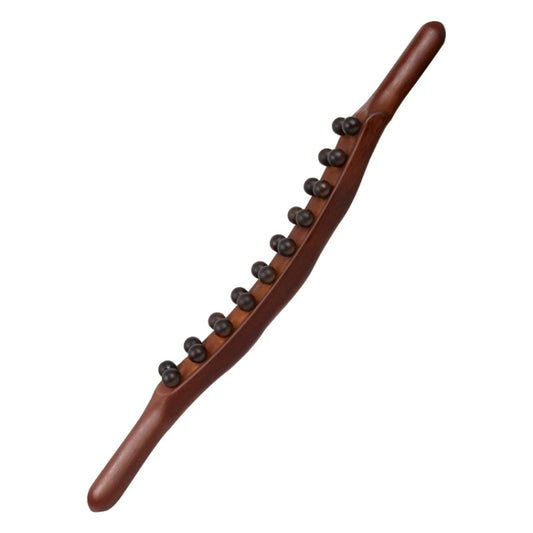 Carbonized Double Row 20-bead Massage Rolling Stick Meridian Dredging Stick, 58cm 20 Beads