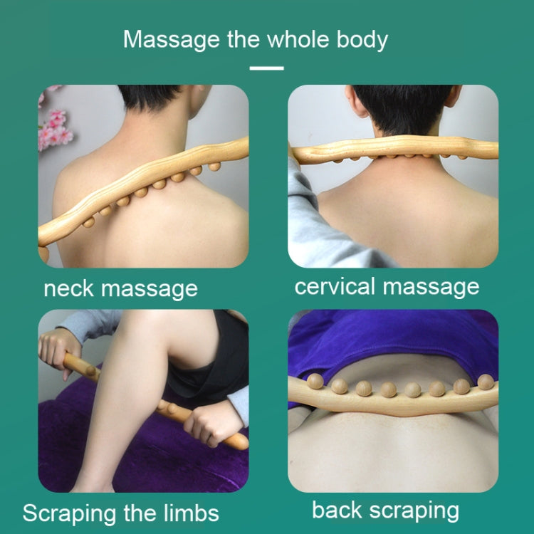 Wooden massage tool with eight beads used along the back and neck areas