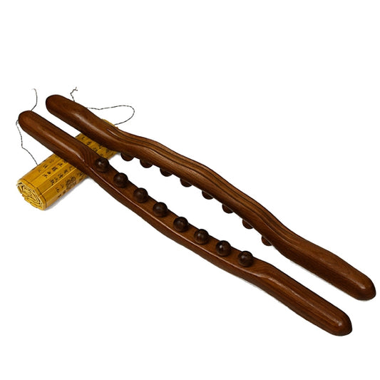 Eight-bead Beech Wood Carbonized Massage Stick Rolling Tendon Scraping Stick, Carbonized 53cm 8 Beads