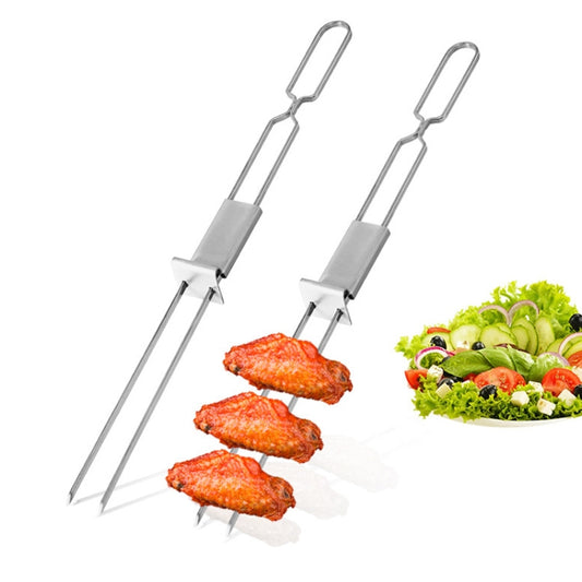 Stainless steel double-head BBQ fork set of 2 with skewering prongs