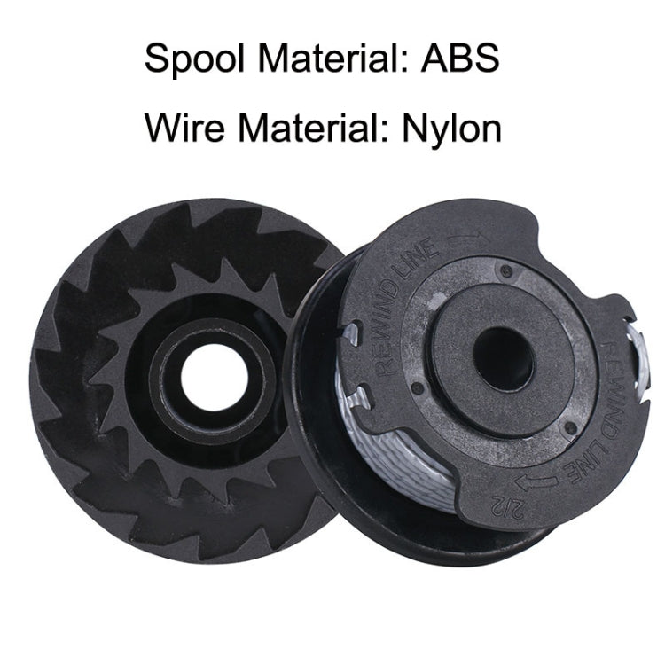 Nylon mowing line spool set with black ABS reel and wound silver line