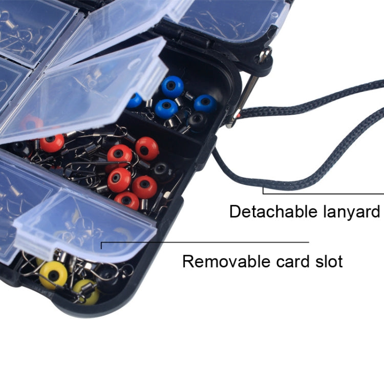 Fishing tackle case with detachable lanyard and removable inner card slots