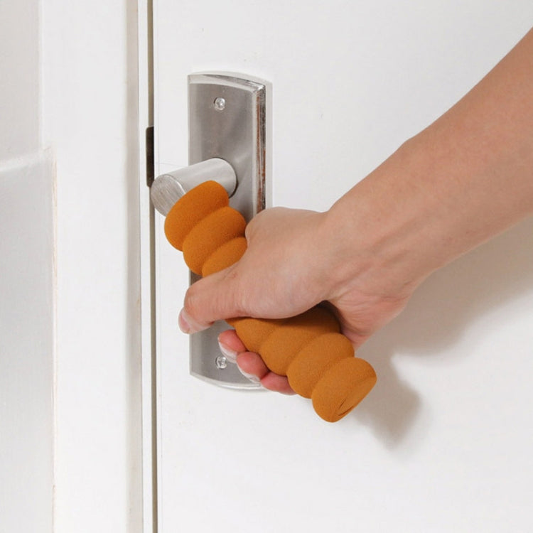 Orange door handle anti-collision cover, 2-pack, being installed on lever