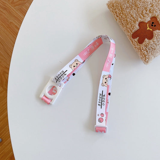 Kids beverage bottle lanyard strap, pink and white with cute animal print