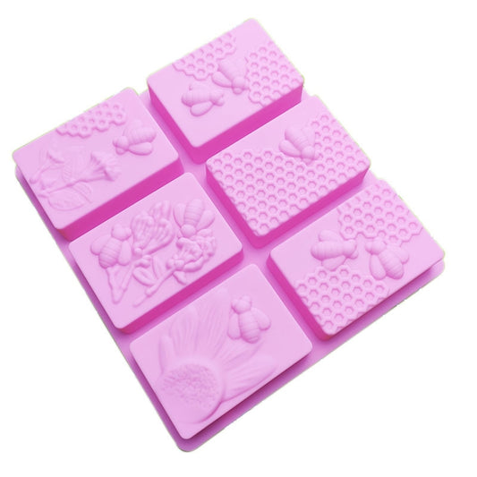 6 Grid Square Honeycomb Ice Cube Cake Mould Square Handmade Soap Mould, Soap Mould