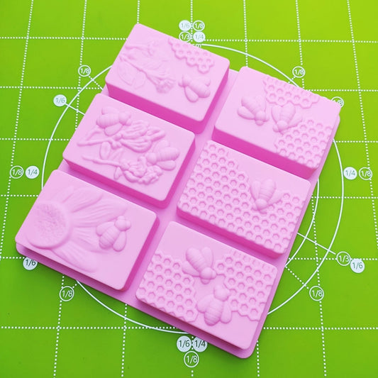 6 Grid Square Honeycomb Ice Cube Cake Mould Square Handmade Soap Mould, Soap Mould