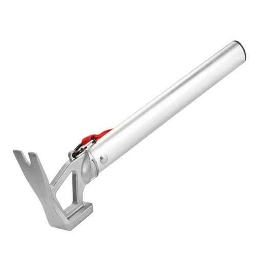Silver ground nail hammer with V-claw nail puller and red lanyard