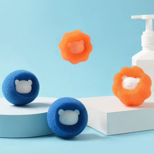 Washing Machine Laundry Ball Decontamination Hair Removal Anti-winding Cleaning Ball, Bear Blue, Bear Orange