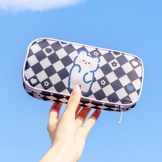 A22 Large-Capacity Cute Cartoon Pattern Pen Bag Stationery Storage Bag, Black, Pink, Yellow, Blue