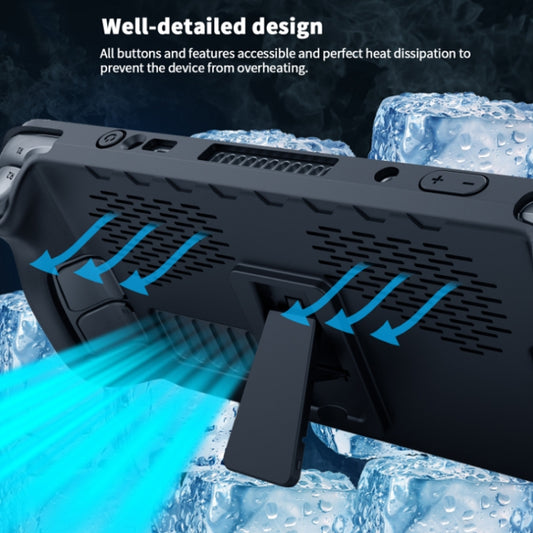 Black TPU Steam Deck case with vented cutouts and textured grip