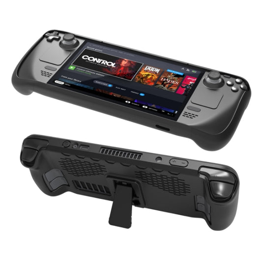 Black TPU case for Steam Deck with touchpad button sticker and cutouts