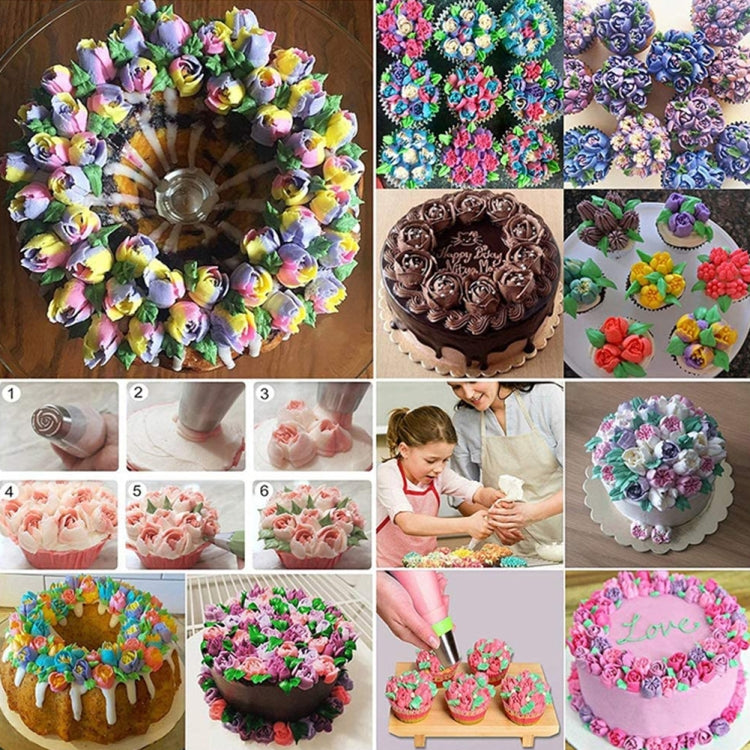 Rosette-frosting cakes with colorful piped designs