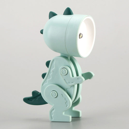 Light blue cartoon dog LED mini desk lamp with dark green ears and round light head.