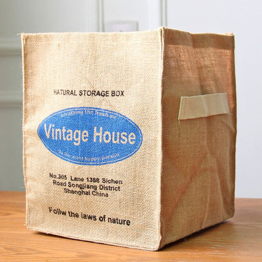 Foldable Jute Storage Box Sorting Basket for Underwear, Number 12, NATURAL, VINTAGE, THE DAILY