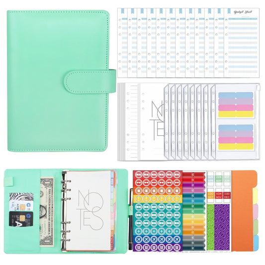 A6 Macaron PU Leather Loose-leaf Notebook Cash Budget Handbook, XJYS-010 Green, XJYS-010 Blue, XJYS-010 Pink, XJYS-010 Purple, XJYS-010 Yellow, XJYS-010 Black