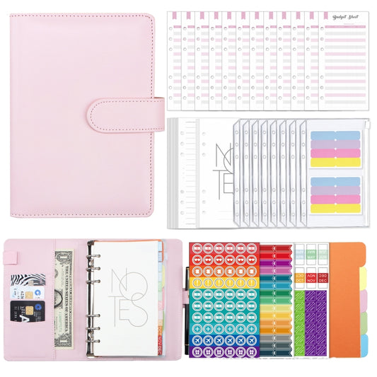 A6 Macaron PU Leather Loose-leaf Notebook Cash Budget Handbook, XJYS-010 Green, XJYS-010 Blue, XJYS-010 Pink, XJYS-010 Purple, XJYS-010 Yellow, XJYS-010 Black