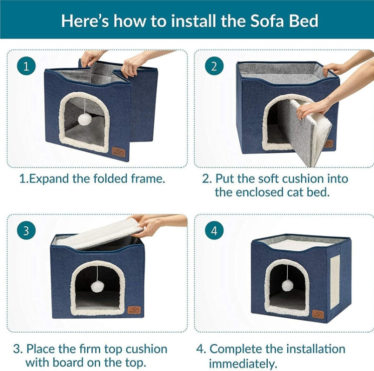 Foldable pet kennel cube shown during setup, with frame opened and cushion inserted