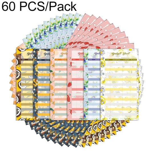 60 Sheets Cash Budget Card Loose-leaf Bookkeeping Replacement Core