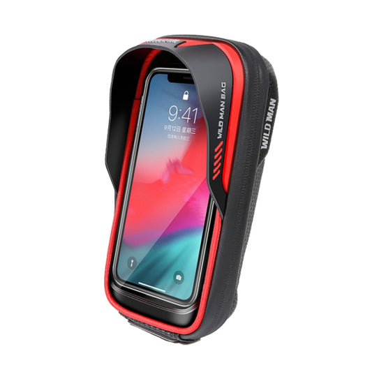 Red and black bike handlebar touch-screen waterproof bag with hard shell
