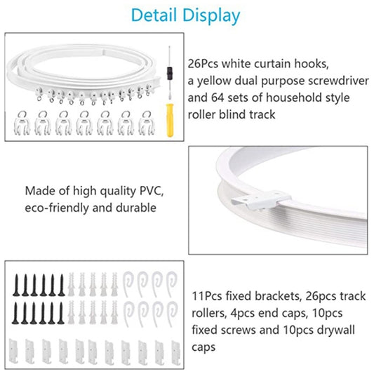 Model Steel Rail Bending Curtain Rail Flexible Guide Set, Size:, 3m White