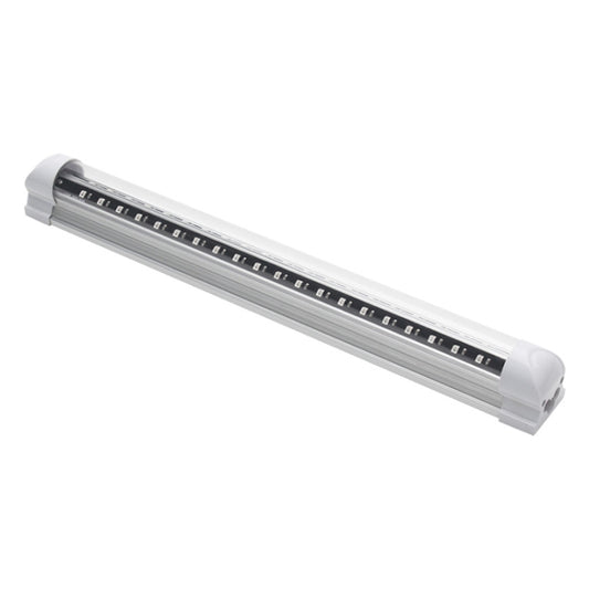 Silver LED light bar with clear diffuser, black LED strip, 32 cm