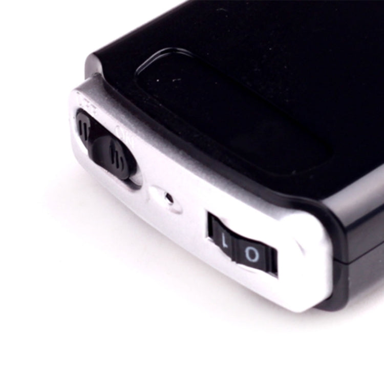 Pocket wired hearing aid amplifier side view with power switch and ports