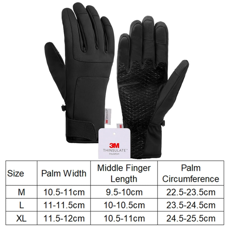 Black winter glove pair with 3M Thinsulate label; sizes M–XL