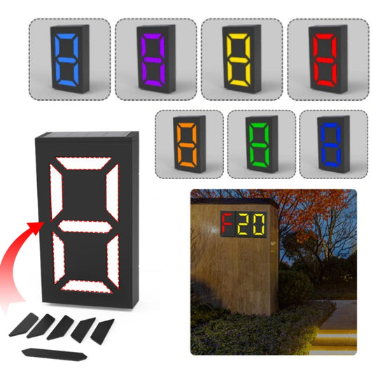N766B DIY Solar Number Doorplate Lamp Outdoor Waterproof Wall Lights, N766B (Colorful Light Model), N766B (White Light/Warm Light)